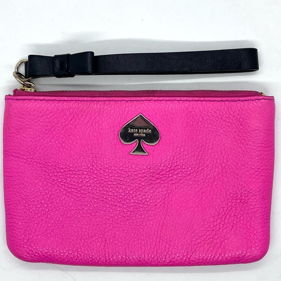 kate spade Handbags - Kate Spade New York Pink Pebbled Leather Zip Wristlet Pouch GUC